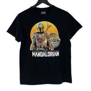 STAR WARS The Mandalorian The Child Sun Graphic Short Sleeve Black Tee Size M